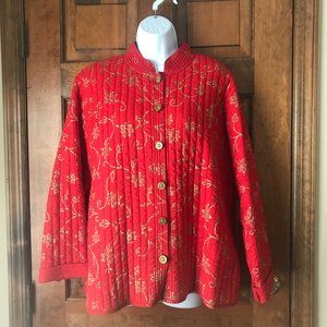National Geographic by Pfeifer Studio Red w/Gold Swirls Quilted Jacket X-Large